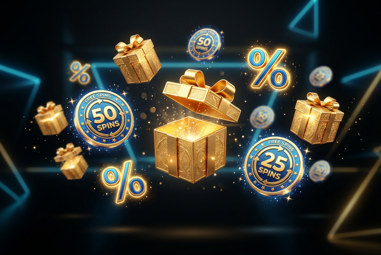 Diverse icons representing casino rewards and bonuses.
